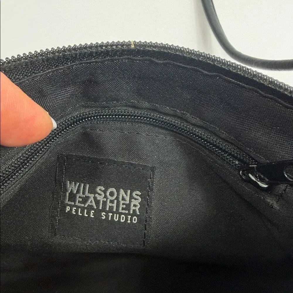 Wilsons Leather Pelle Studio Black Leather Crossbody Bag Purse Shoulder Bag